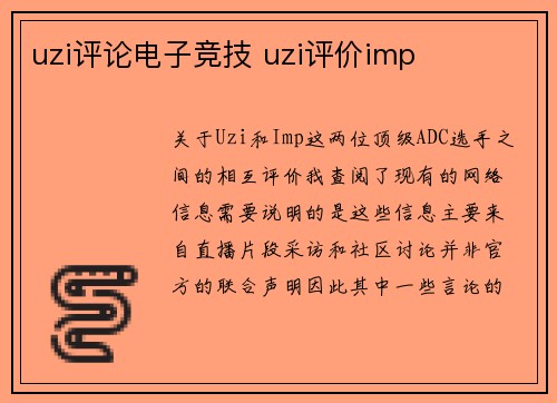 uzi评论电子竞技 uzi评价imp